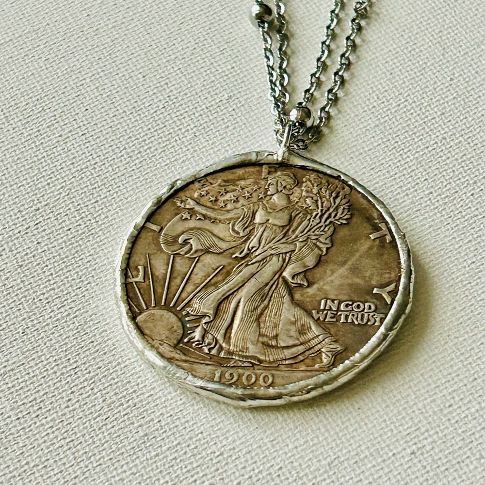 Silver Coin Pendant Necklace - Picture 4 of 7